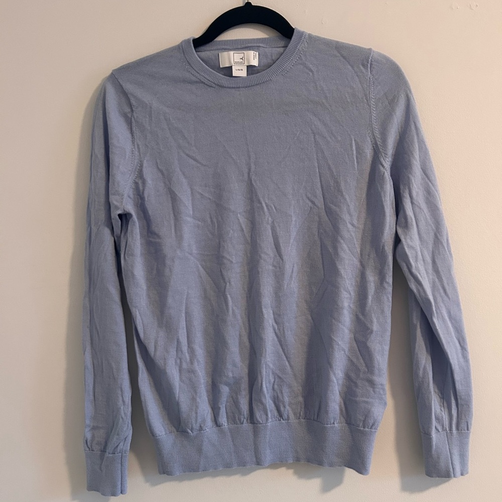Aritzia Meraki Women’s Soft Blue Periwinkle Crewneck Merino Wool Sweater